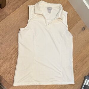 Chico’s Zenergy Sleeveless White Polo Top with Ruffle detail size 4/6